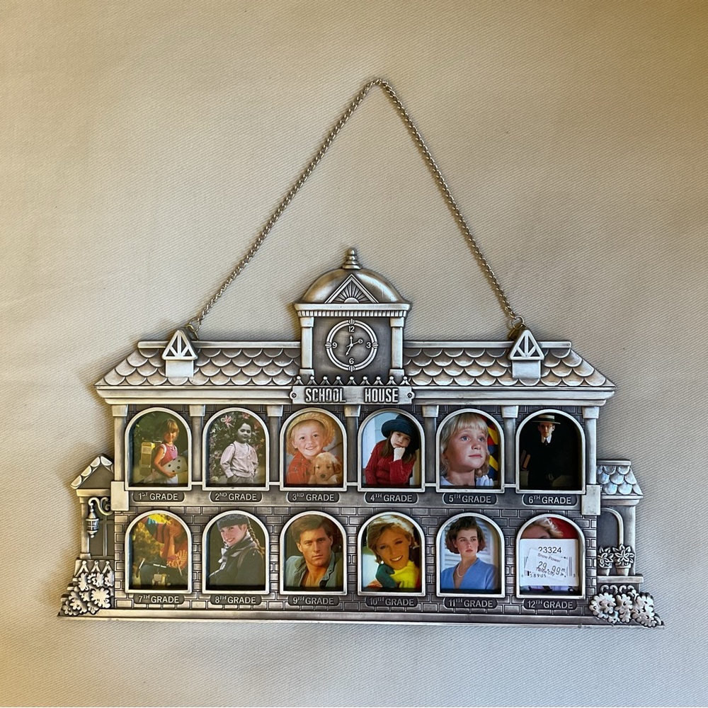 Silvertone Schoolhouse Picture Frame Keepsake Grades 1-12 NWT